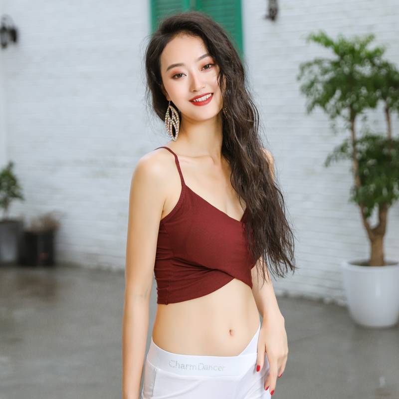 Qingcheng Dance 2020 new summer belly dance exercises, top, beautiful back, chest camisole contains chest pad dance inside