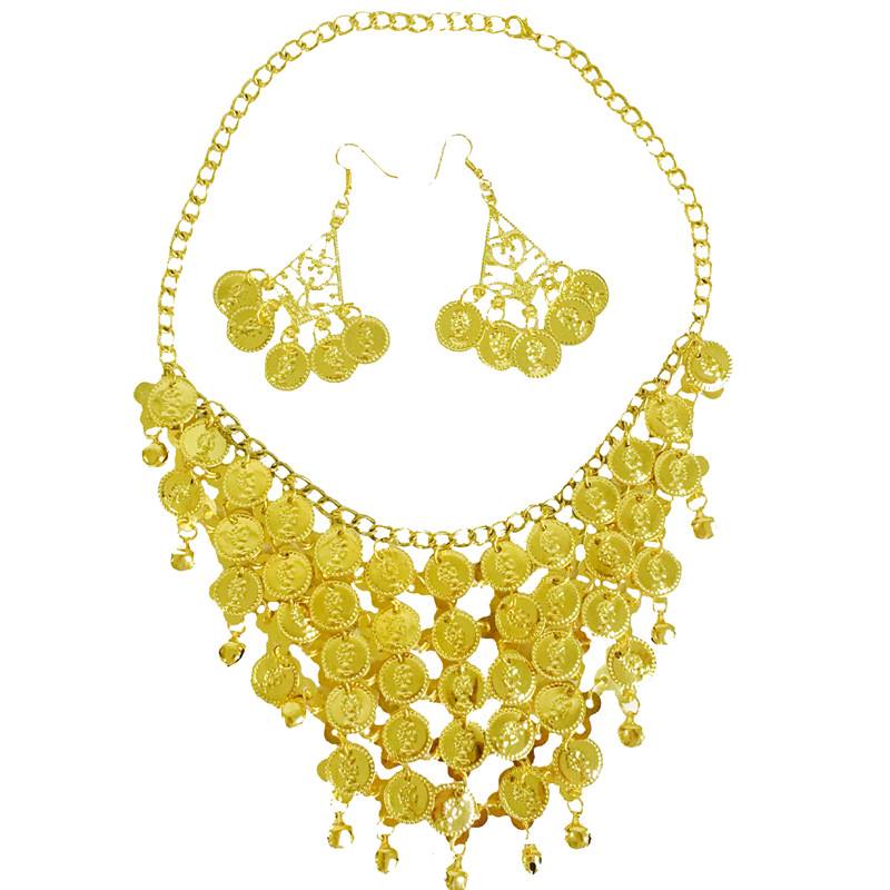 Golden Sailor, two sets of belly-dancing necklaces, belly-dancing earrings, neck-string earrings