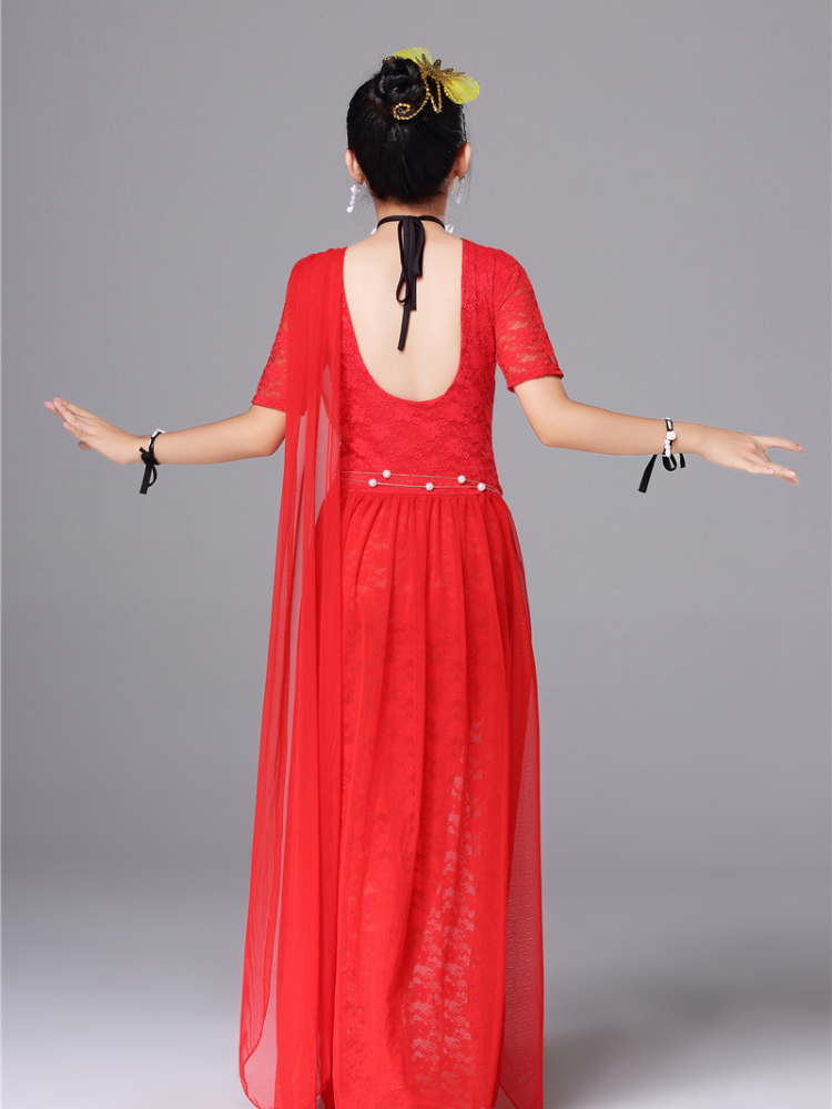 Baiya Qianhui Belly Dance Summer Children's Performance Server Following Girls Lace Dress Children's Oriental Dance Clothing