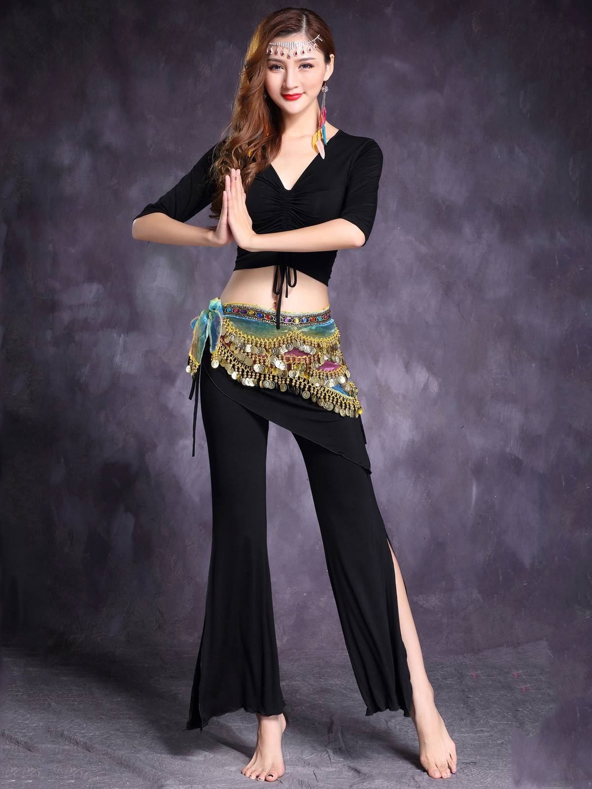 Belly dance clothing female practice service 2024 New set beginner Modal sexy covered belly large size spring and summer