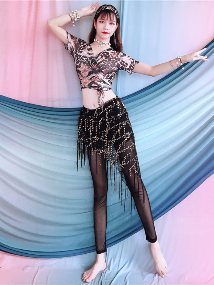 Baiya Qianhui Belly Dance Set New Primary School Sequenant Triangle Triangle Scarf Body Body Bottom Pants Performance Services