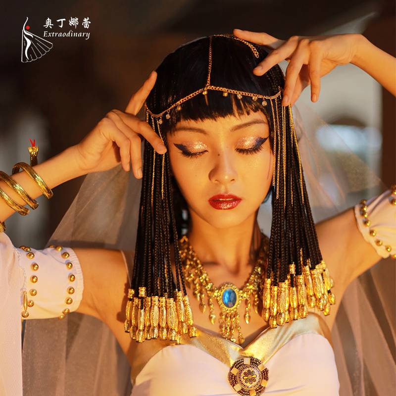 Odinna Lei Egyptian Jianjie accessories head jewelry flowing Su head chain golden necklasm belly dance dance suit