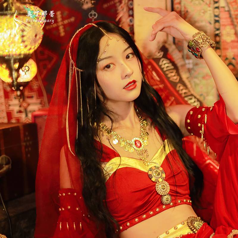 Odinna Lei Egyptian Jianjie accessories head jewelry flowing Su head chain golden necklasm belly dance dance suit