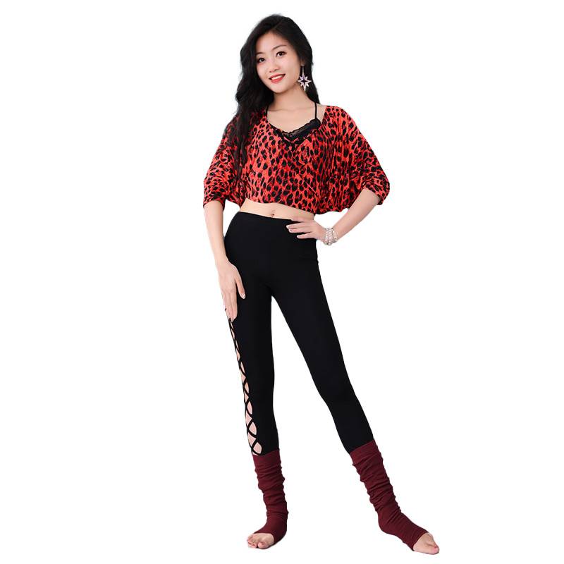 Belly dance exercise, a shirt sexy leopard pattern suit Model dance service small vest beginner practicing class service