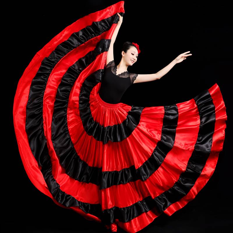Dance practice practice exercise skirt long skirt big swing in summer Xinjiang dance Spanish bullfight dance belly dance performance service