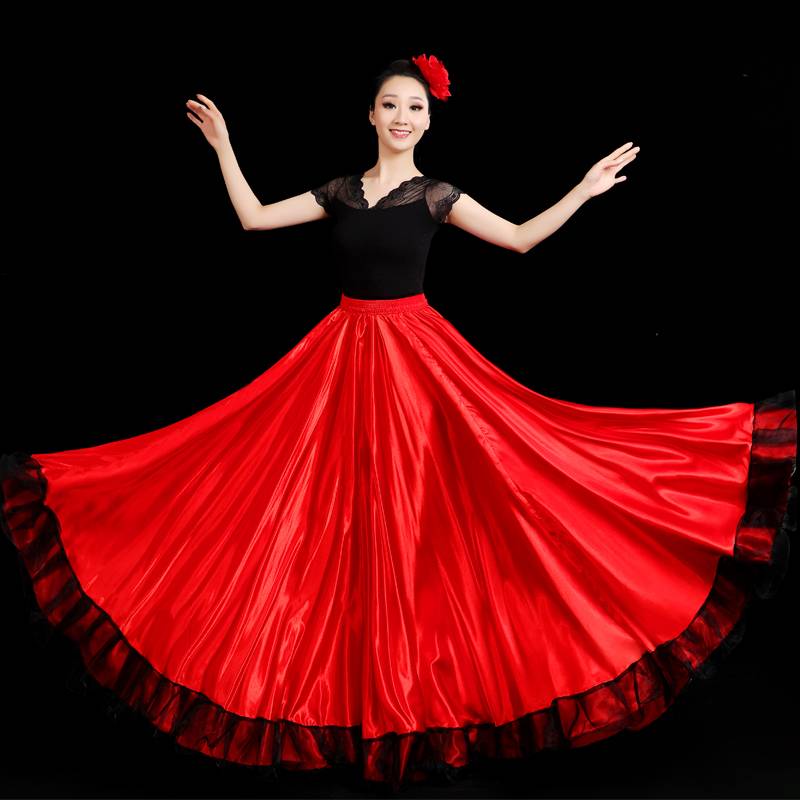 Dance practice practice exercise skirt long skirt big swing in summer Xinjiang dance Spanish bullfight dance belly dance performance service