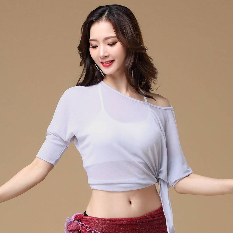 Belly dance 2021 new sexy mesh cloth loose top dance practitioner, Xiaofang dance exercise, summer autumn, women's large size versatile