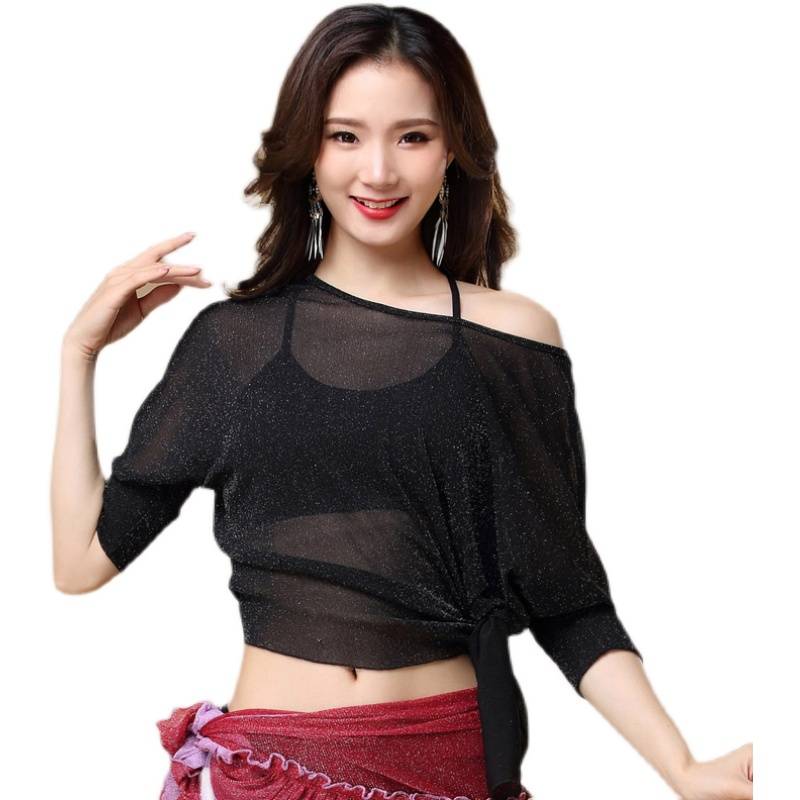 Belly dance 2021 new sexy mesh cloth loose top dance practitioner, Xiaofang dance exercise, summer autumn, women's large size versatile
