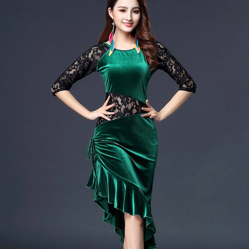 Belly dance exercise clothing female 2023 new set autumn and winter gold velvet performance dress dress warm suit