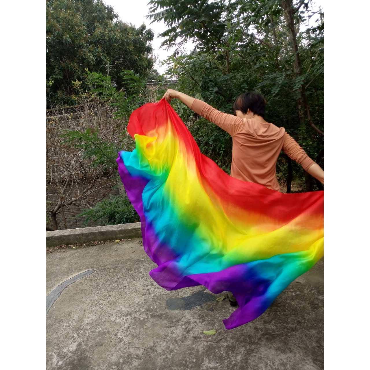 Dance gauze scarf colorful long silk scarf children dancing hand yarn adult belly dance real silk hand toss gauze silk silk yarn