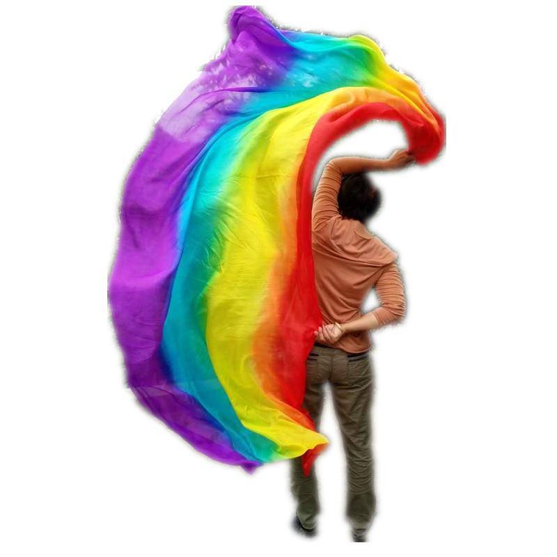Dance gauze scarf colorful long silk scarf children dancing hand yarn adult belly dance real silk hand toss gauze silk silk yarn