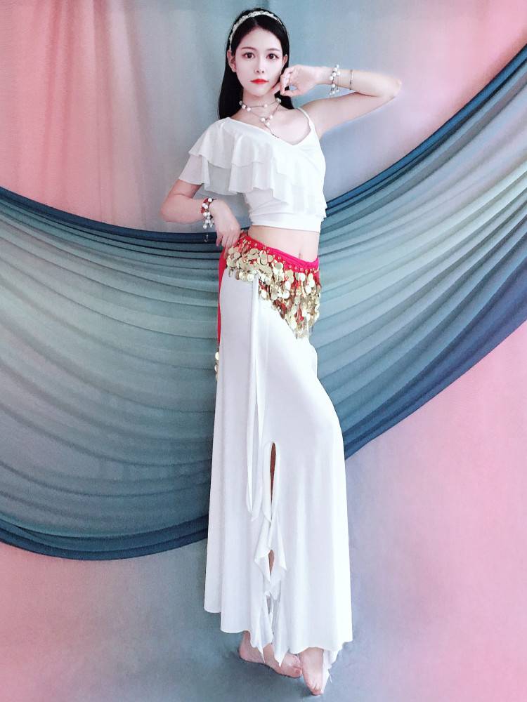 Belly Dance Clothing 2024 Summer New Loch Leaves Practice Server Flowing Long Skirt Set Children's Performance Service Class
