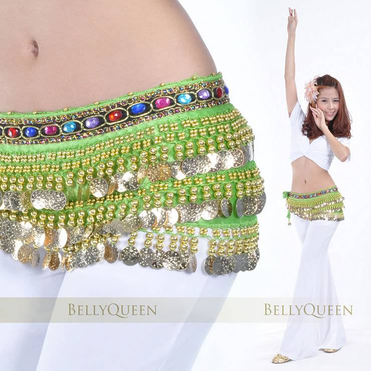 Gold-cointed velvet, belly chain, belly seal