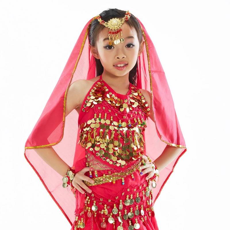  Children's belly dancer dance, children's dance clothing set dress special offer sun flower head chain+veil