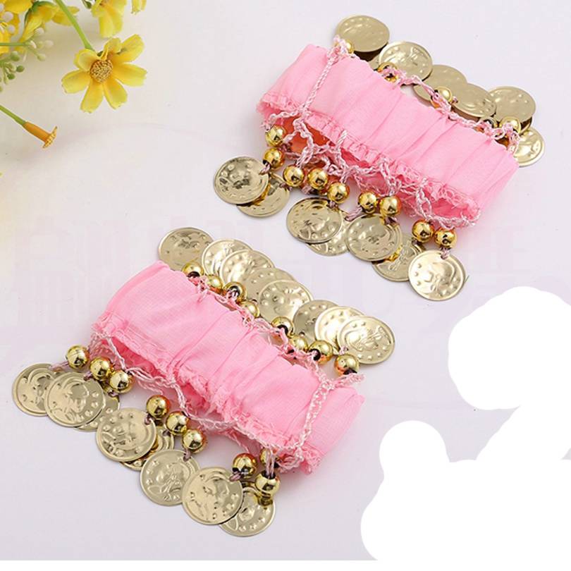New dance accessories Indian dance performance jewelry belly dance chiffon hanging coin bracelet head played