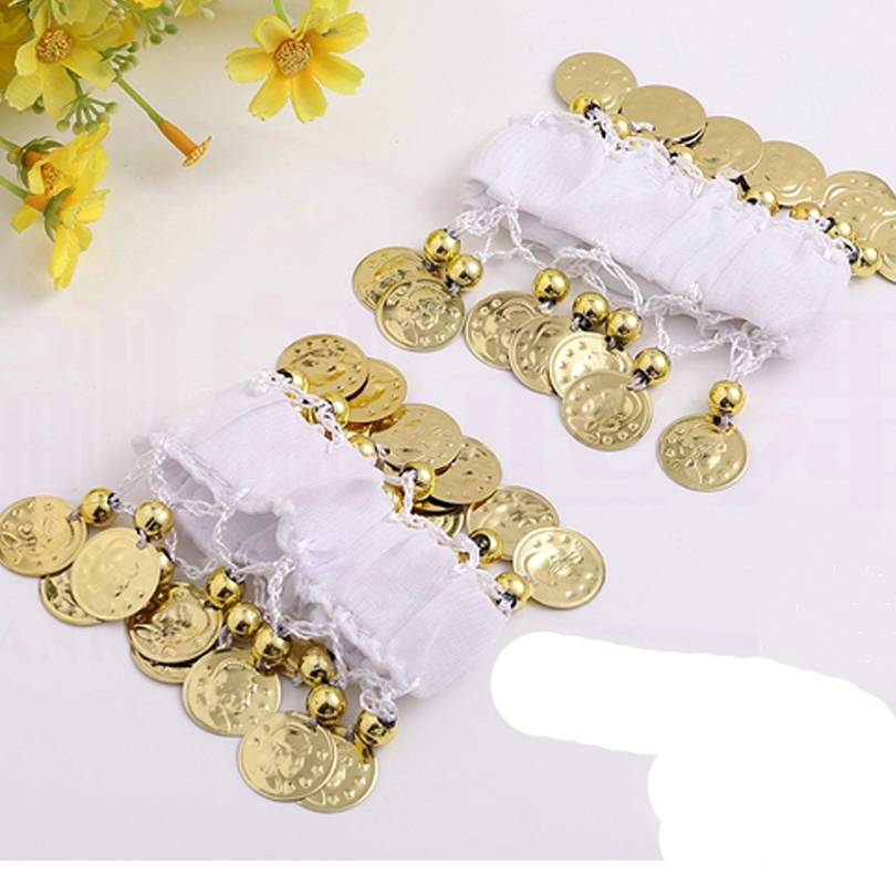New dance accessories Indian dance performance jewelry belly dance chiffon hanging coin bracelet head played