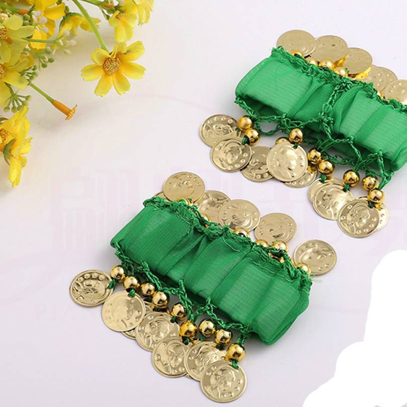 New dance accessories Indian dance performance jewelry belly dance chiffon hanging coin bracelet head played