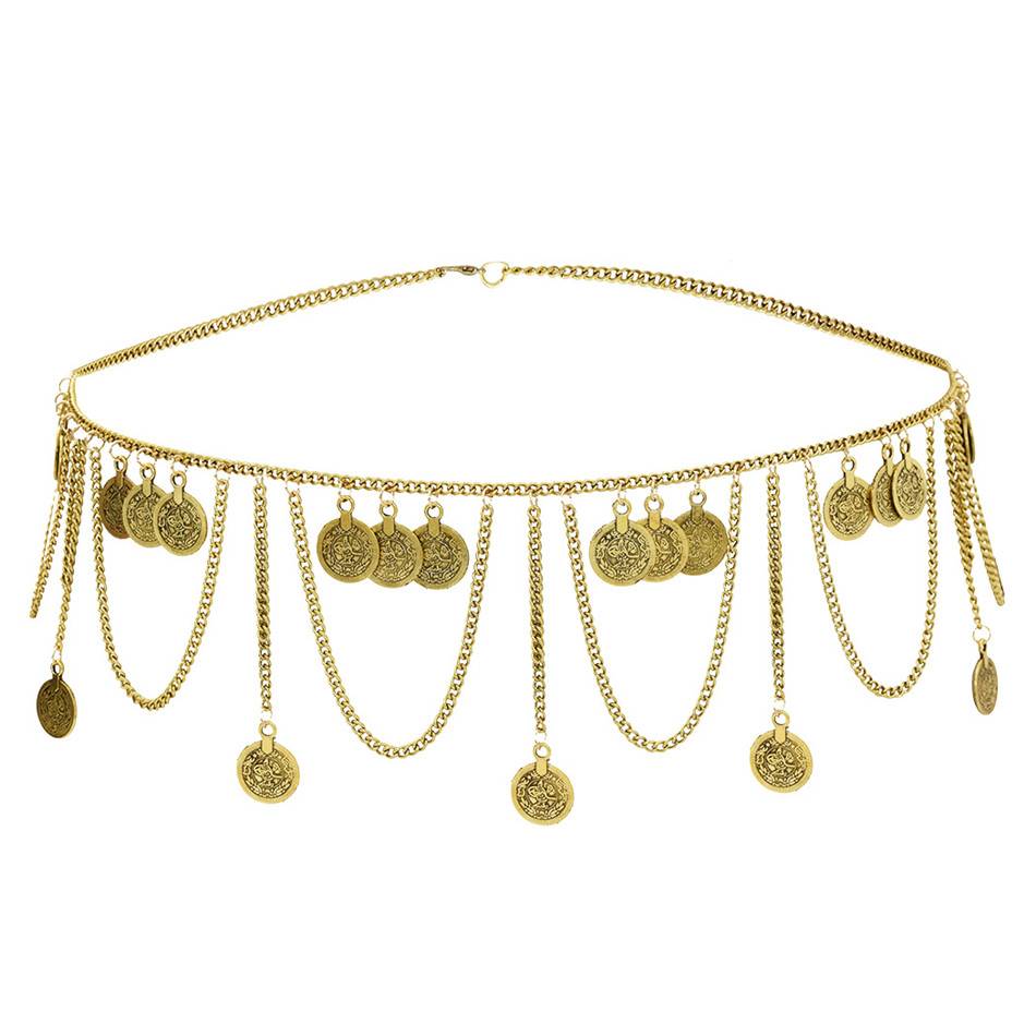 2022 Fracus national style new retro minimalist coin pendant belly dance belly dance exotic Western region national dance waist chain