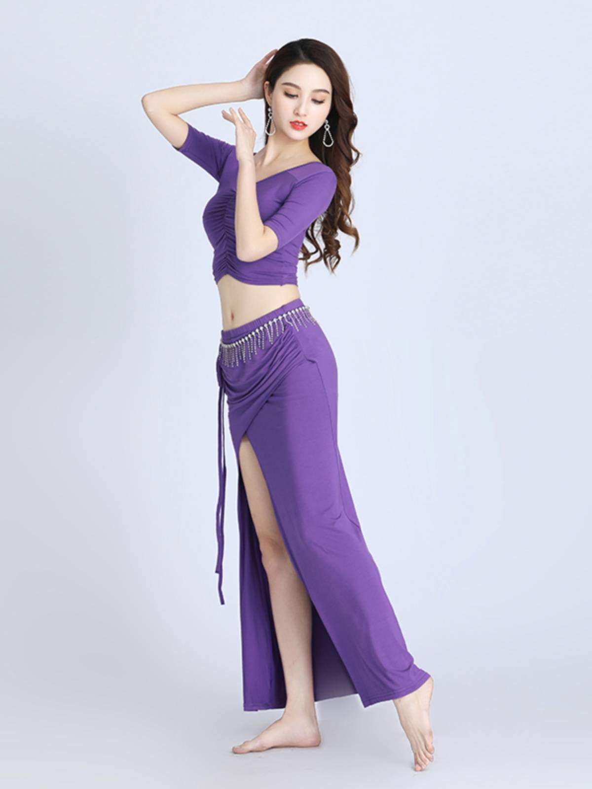 2024 spring and summer new belly dance practice suit set female adult beginner Modal sexy long skirt exercise uniform