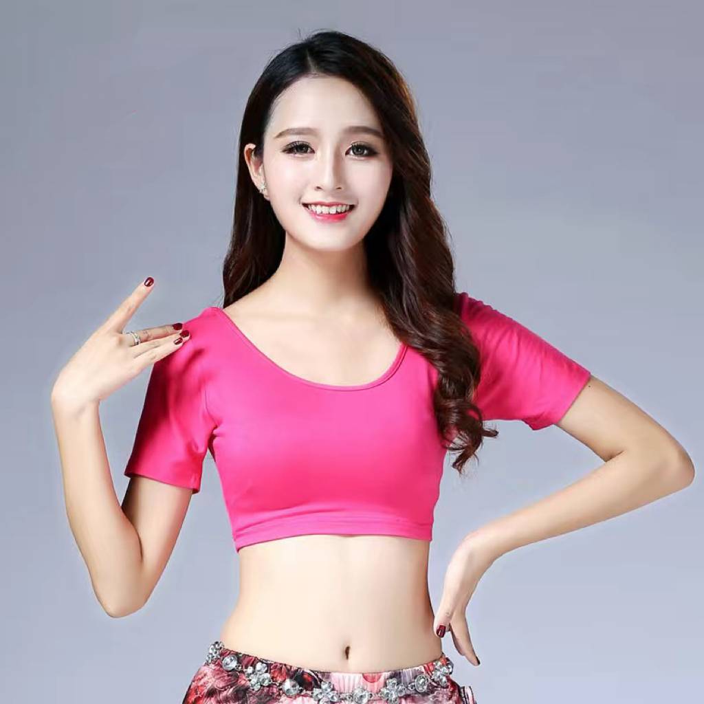 2023 New Moder's belly dance performance exercise clothes Oriental dance performance clothing practice short -sleeved top