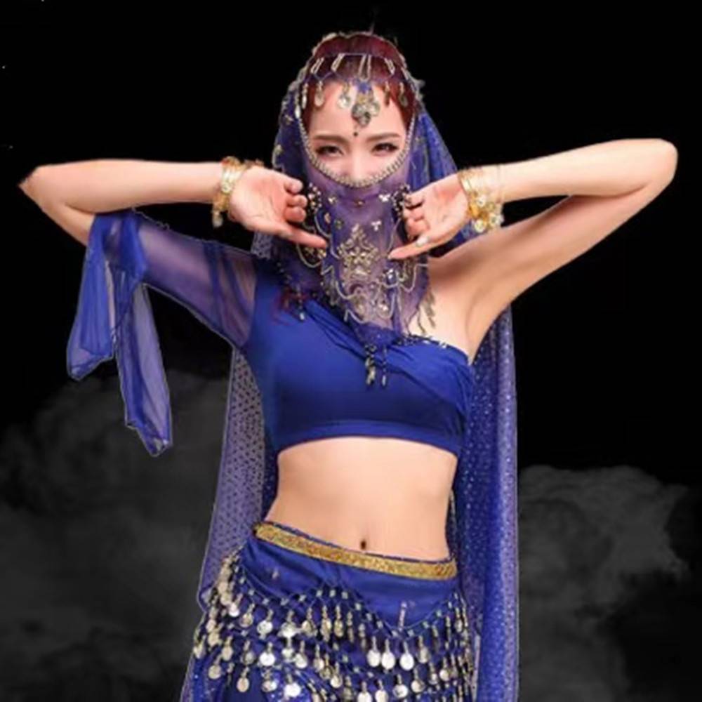 Belly dance single -sleeve top sexy new practice suit High bombs, gauze nails, oriental dance clothing female exercise clothes