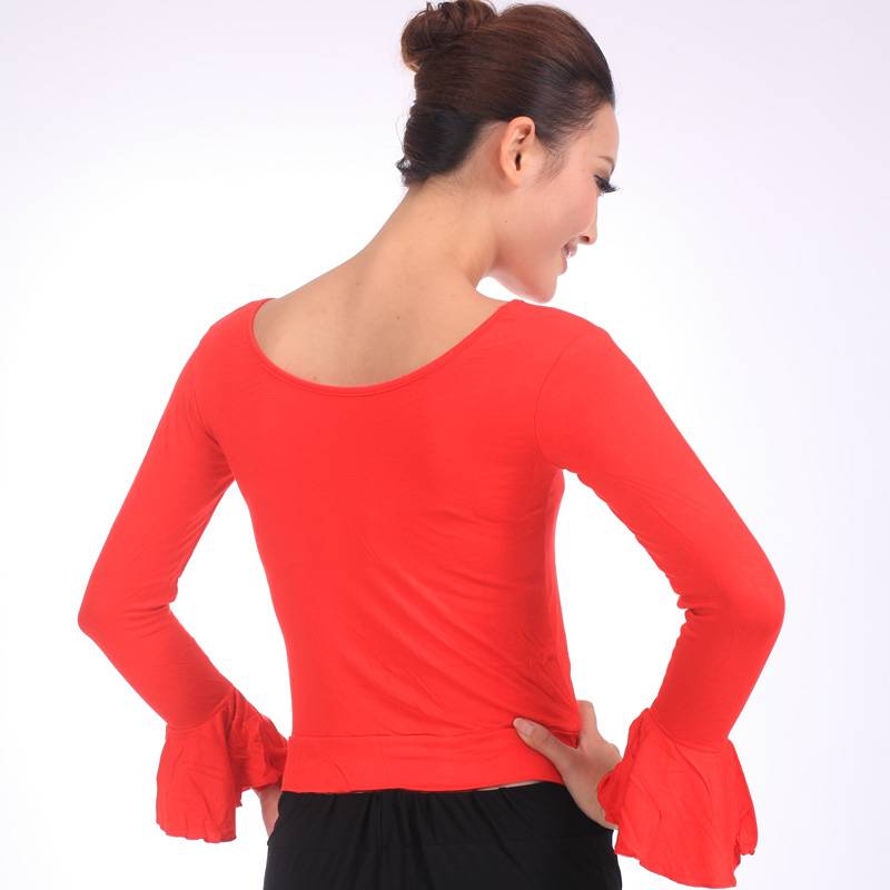 Jiayu belly dance clothing belly dance top yoga fitness clothes yoga top horn sleeve long sleeve s32