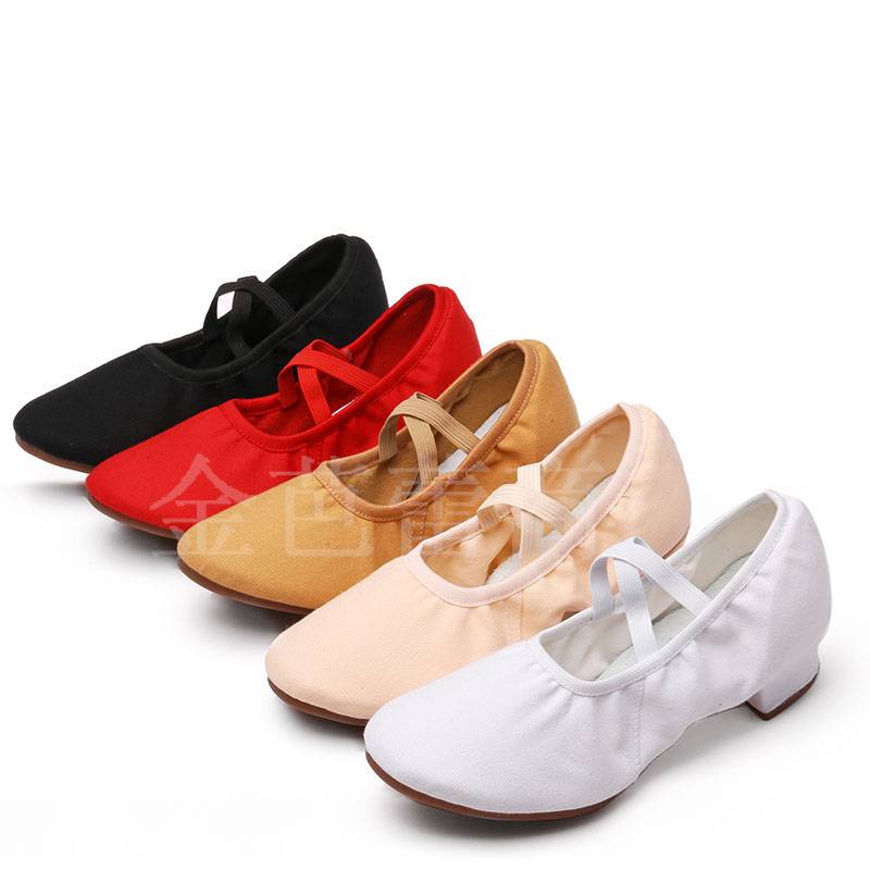 Dance shoes Female soft bottom practice shoes, low heels adult teacher shoe and laces, national dance yoga belly dance ballet shoes