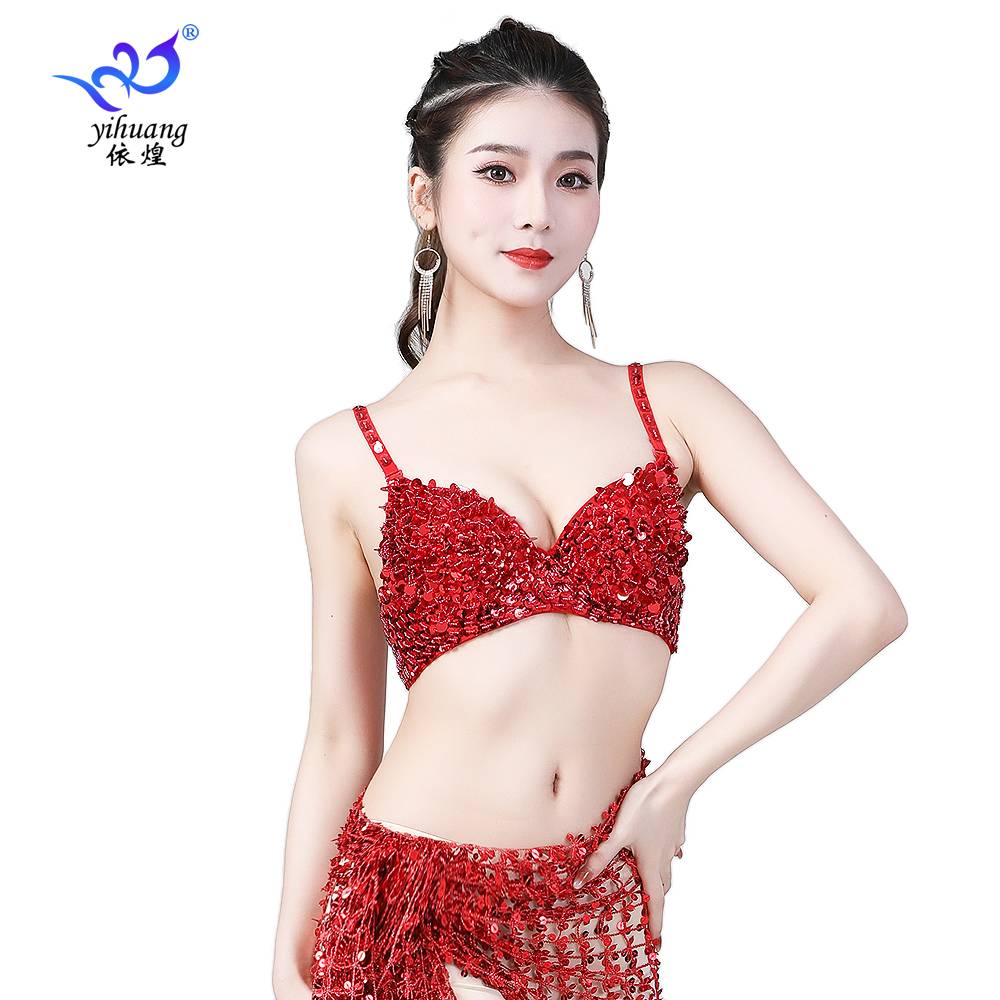 The new belly dance chest top, the Indian dance watch shows the sexy upper dance dance clothes, the corset sequins, adult women