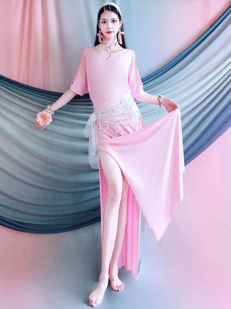 Belly dance summer new robe white palace beginner folk dance practice service children's performance clothing