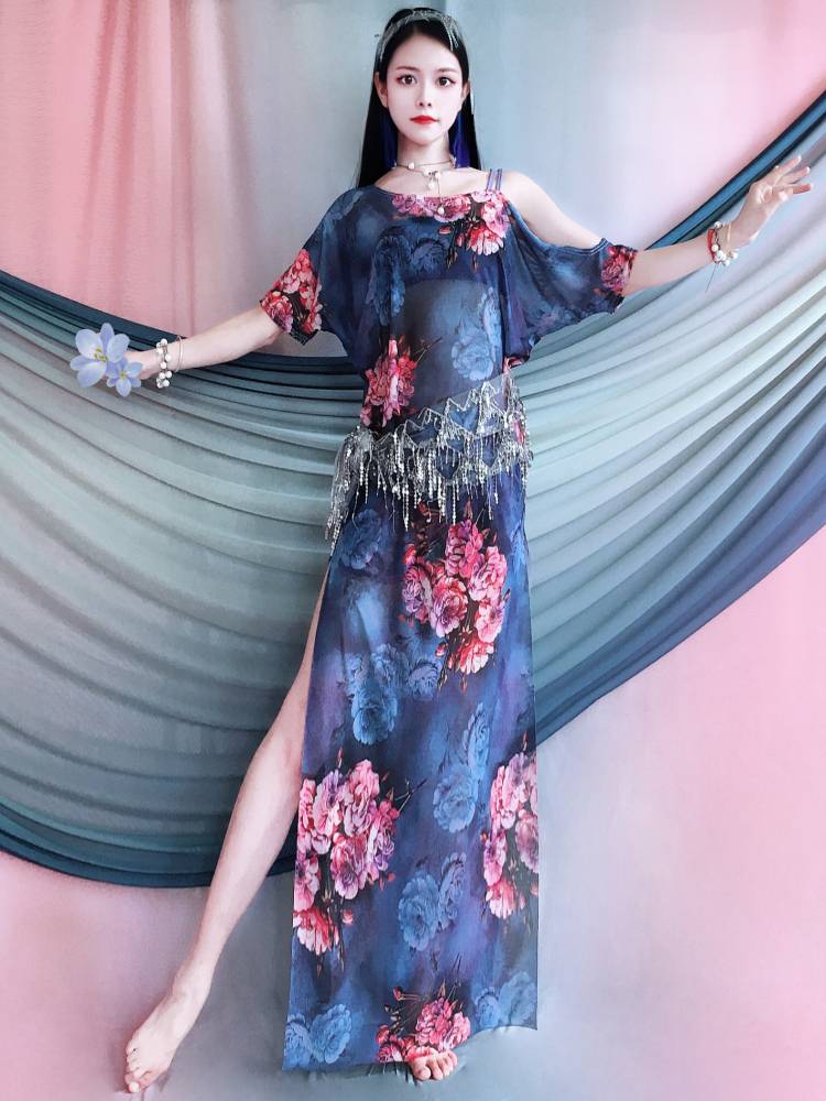 Belly dance summer new robe white palace beginner folk dance practice service children's performance clothing
