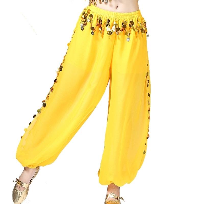 Belly dance pants chiffon split wide -leg pants performance performance dance dance pants Xinjiang Indian dance lamp pants
