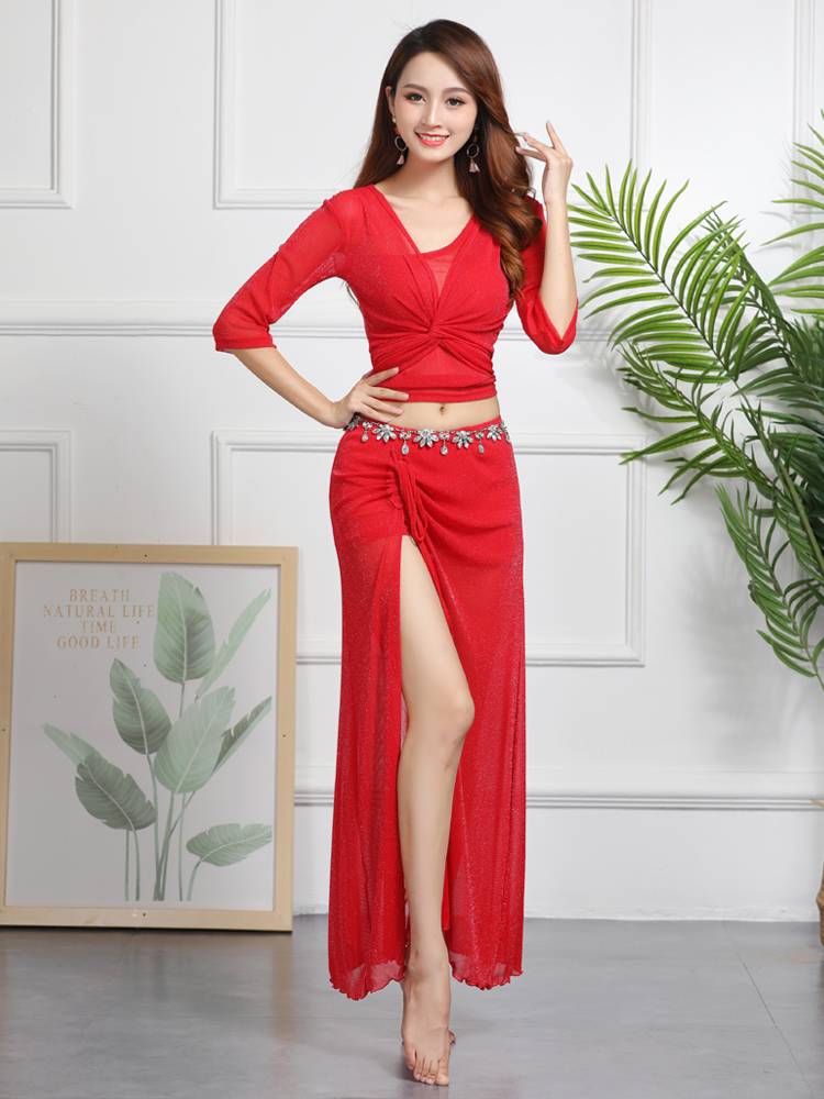Wuchen Butterfly Belly Dance Clothing Spring, Summer Autumn New Fair, Practicing Set Long Skirt Sleeve Performance Performance Junior Scholar Female Women