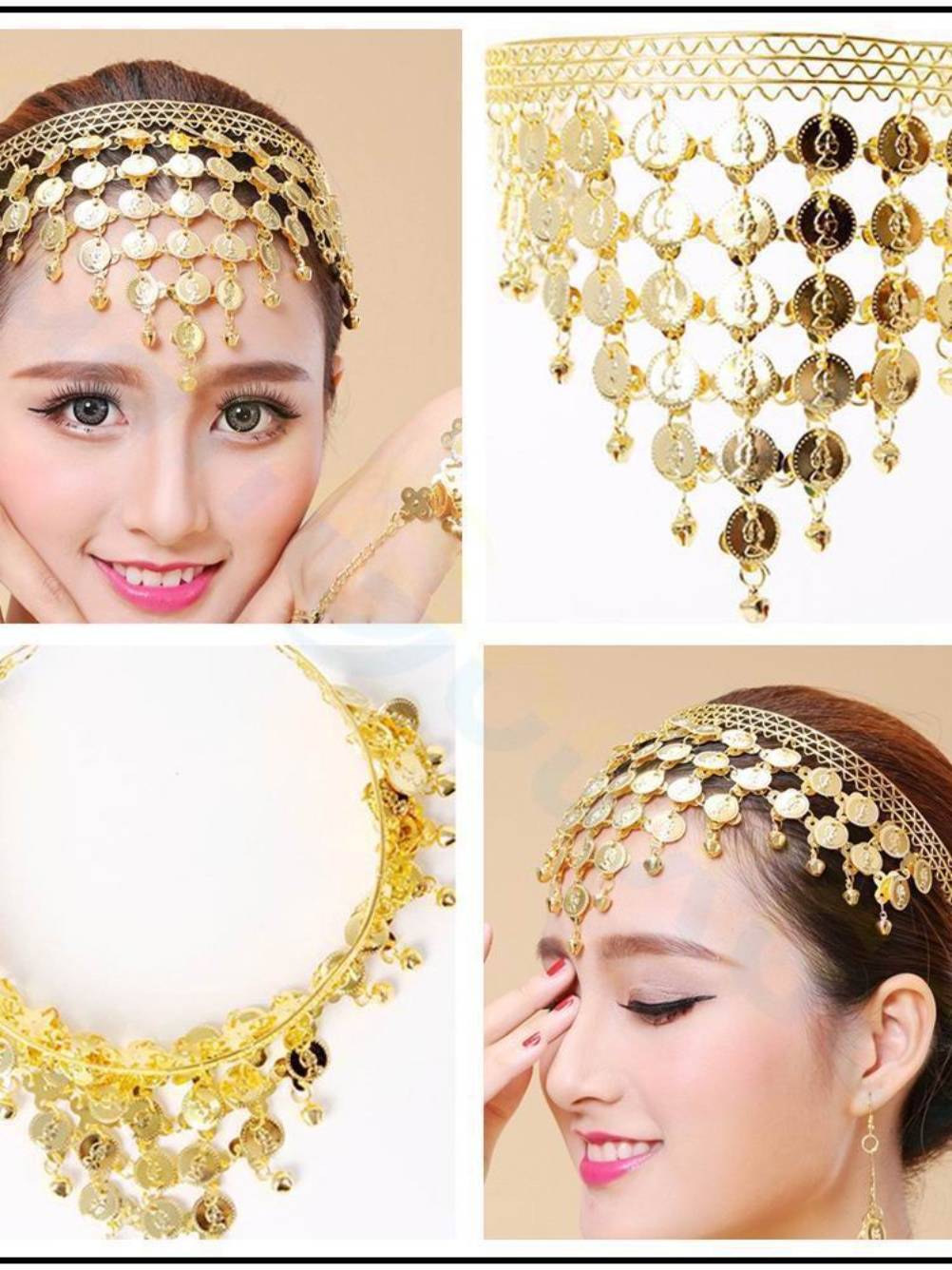 Indian dance accessories necklace stage table shows the head jewelry Xinjiang dance belly dance necklace gem chain necklace