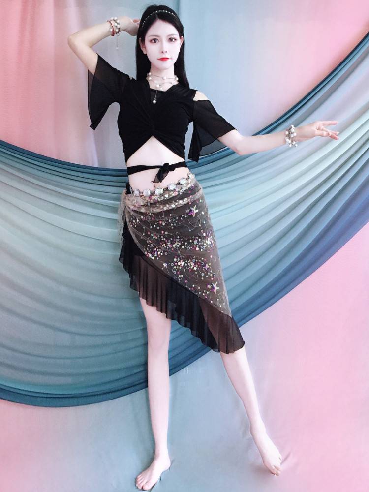 2024 Summer belly dance pink printed bead embroidery performance dance service children's performance service multi -color suit group service