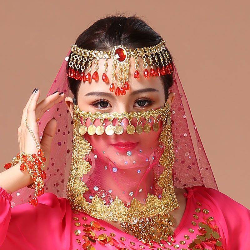 Belly dance veil exotic princess cos veil Western style dance covered face ancient style Hanfu fairy faces yarn