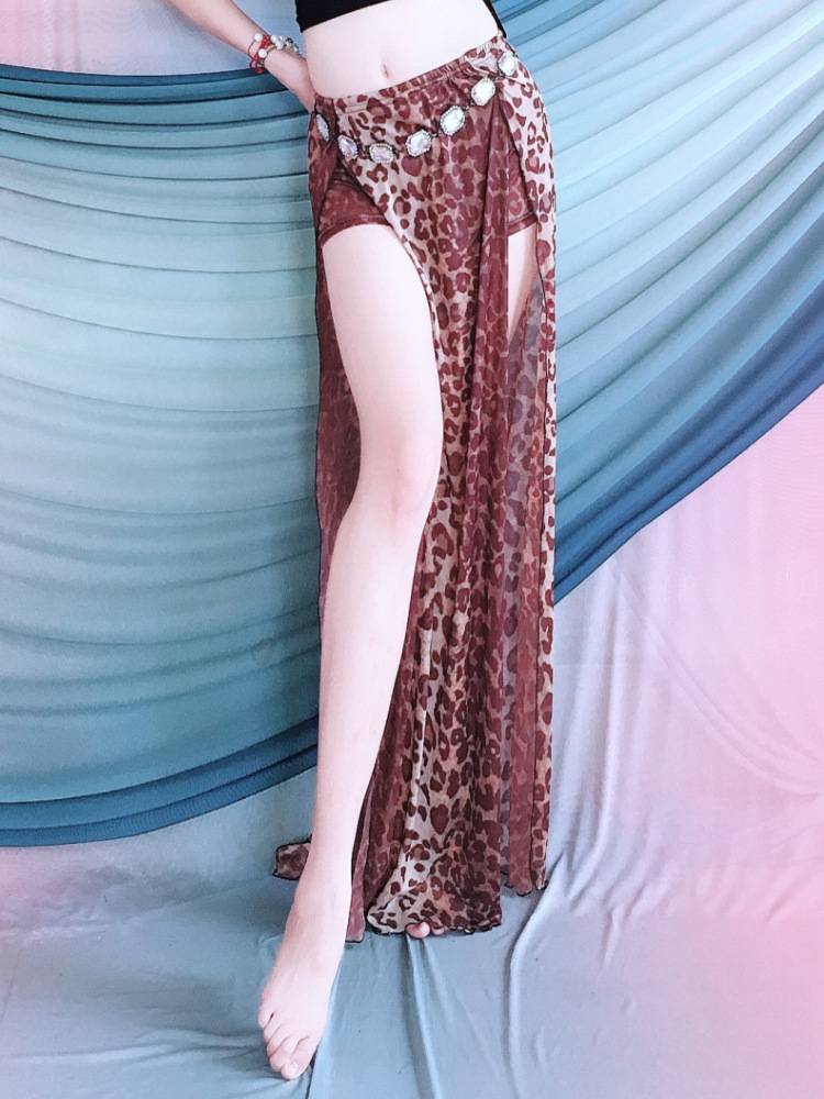 Belly Dance 2024 new exercise uniform multi -color skirt double split long skirt Oriental dance clothing female underflower