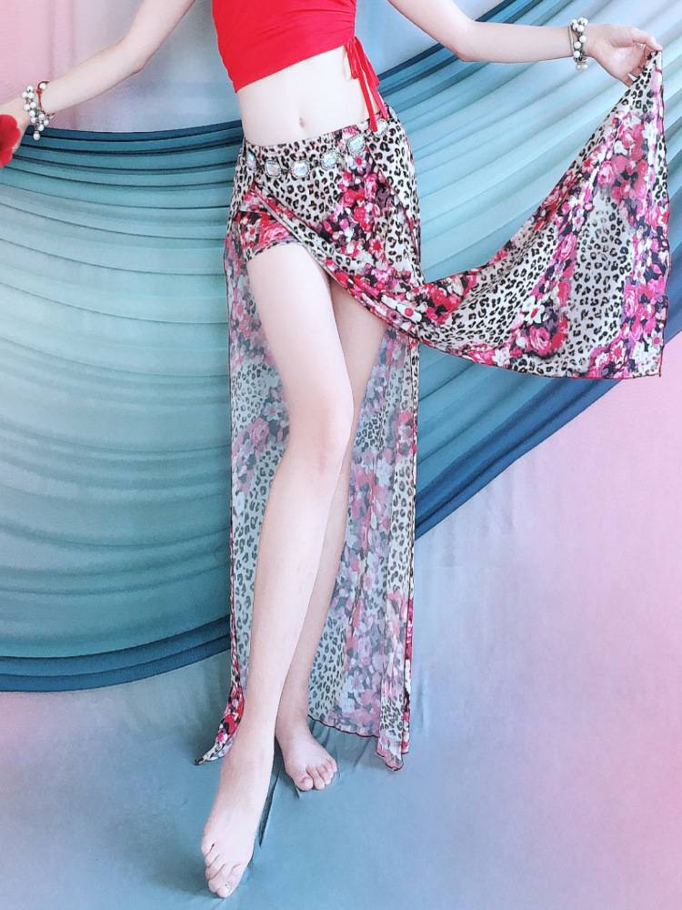 Belly Dance 2024 new exercise uniform multi -color skirt double split long skirt Oriental dance clothing female underflower