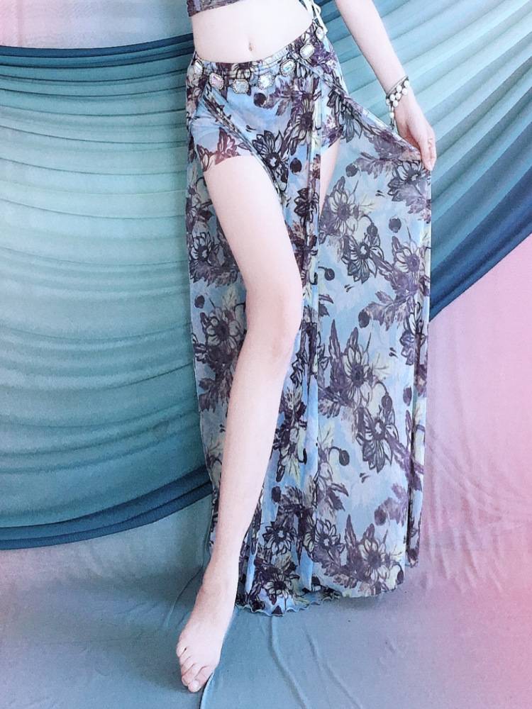 Belly Dance 2024 new exercise uniform multi -color skirt double split long skirt Oriental dance clothing female underflower