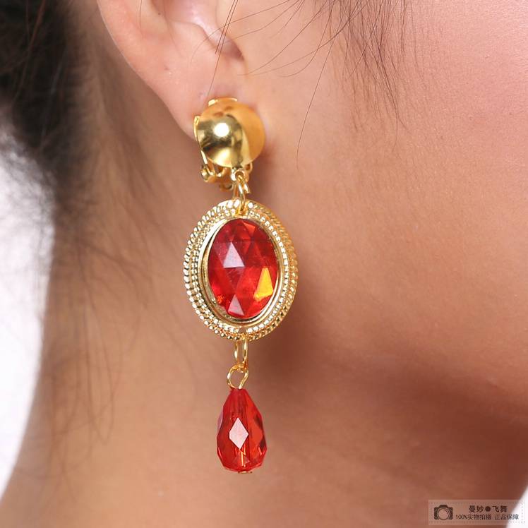 New Indian dance accessories earrings dot stage performance earrings special offer belly dance gem clip ear hook earrings