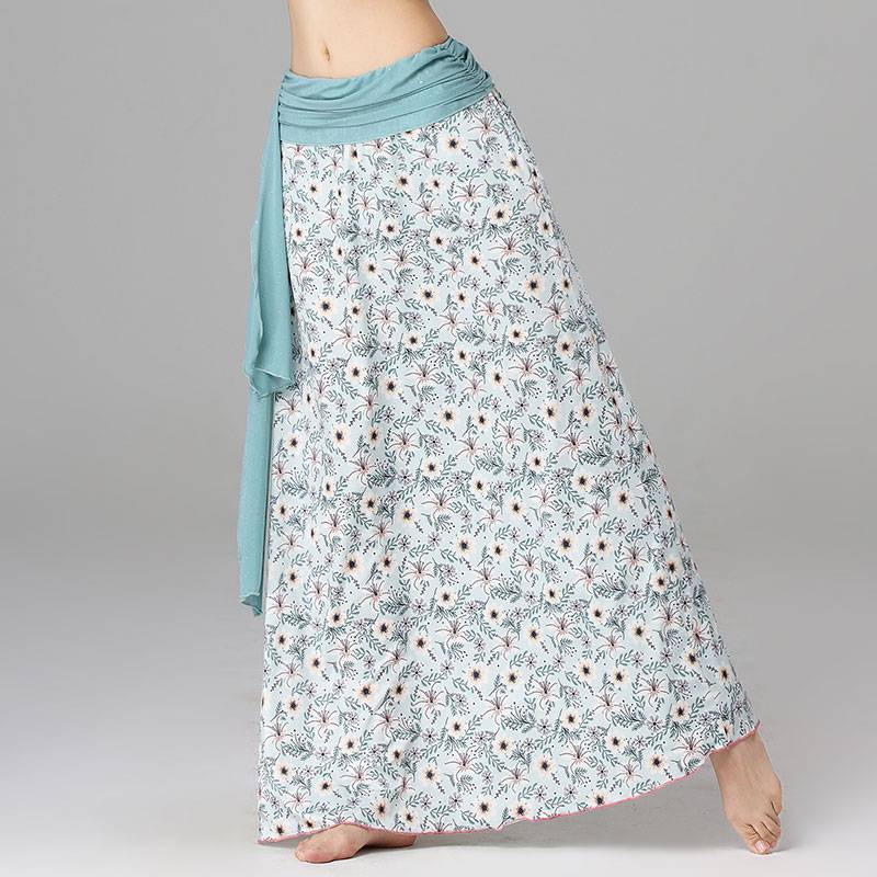 Belly Dance Box Skirt 2023 New sexy long skirt Bag hip print side skirt beginner training suit