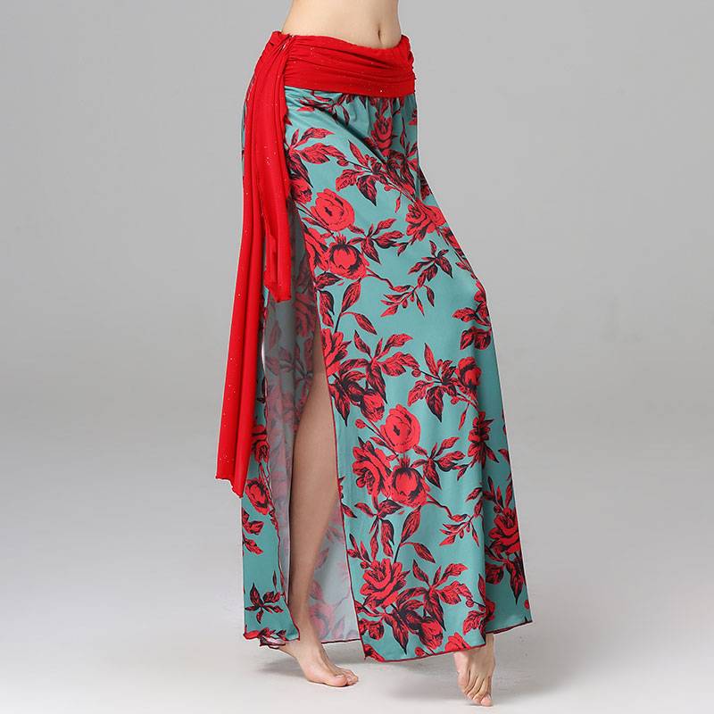 Belly Dance Box Skirt 2023 New sexy long skirt Bag hip print side skirt beginner training suit