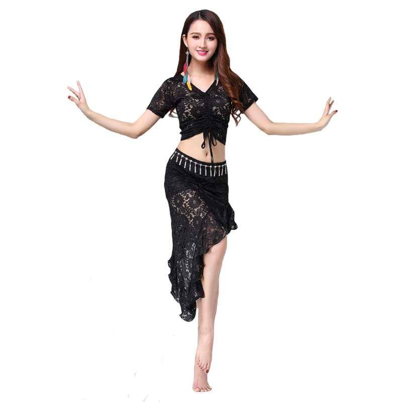 Belly Dance 2024 Summer Autumn New Practice Clothing Performance Performance Performance Lace Short Skirt Set beginner