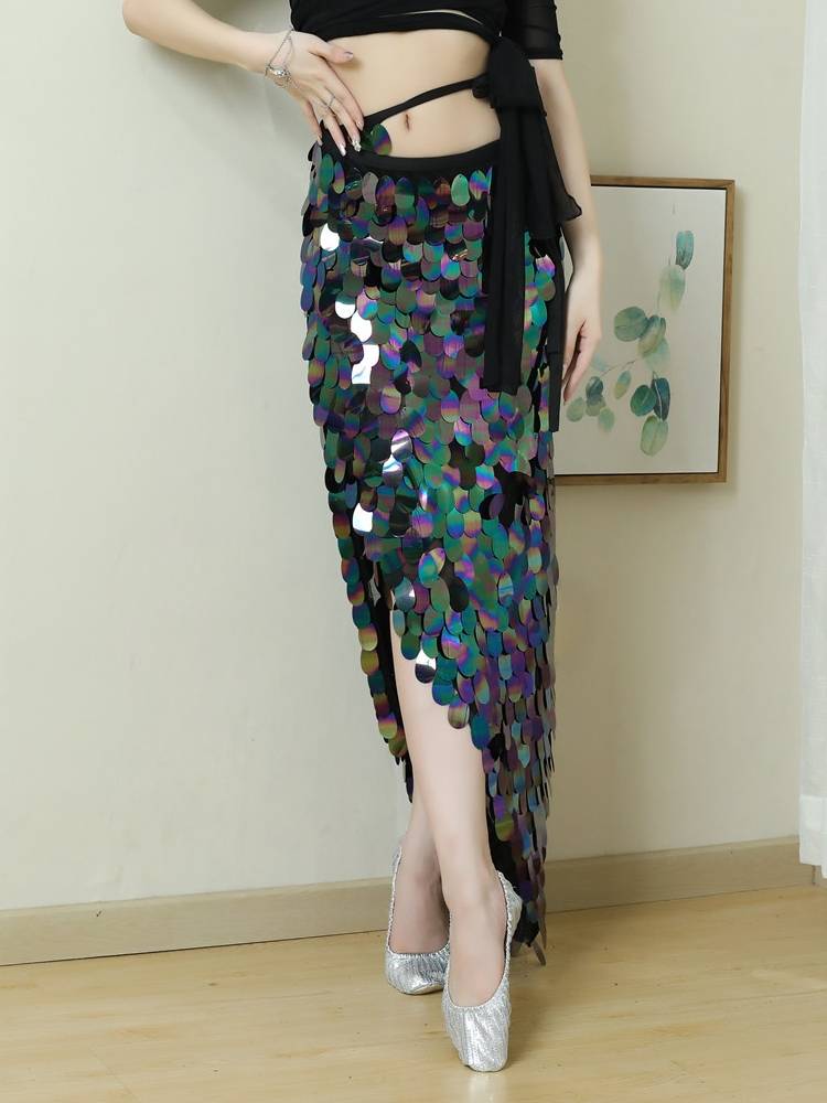 2023 New Nanguang Palace Dance Belly Dance Practice Gonggong Dress Hip Scarf Sequenant Mermaid Tail Skirt Belly Dance Belly Belly Dance