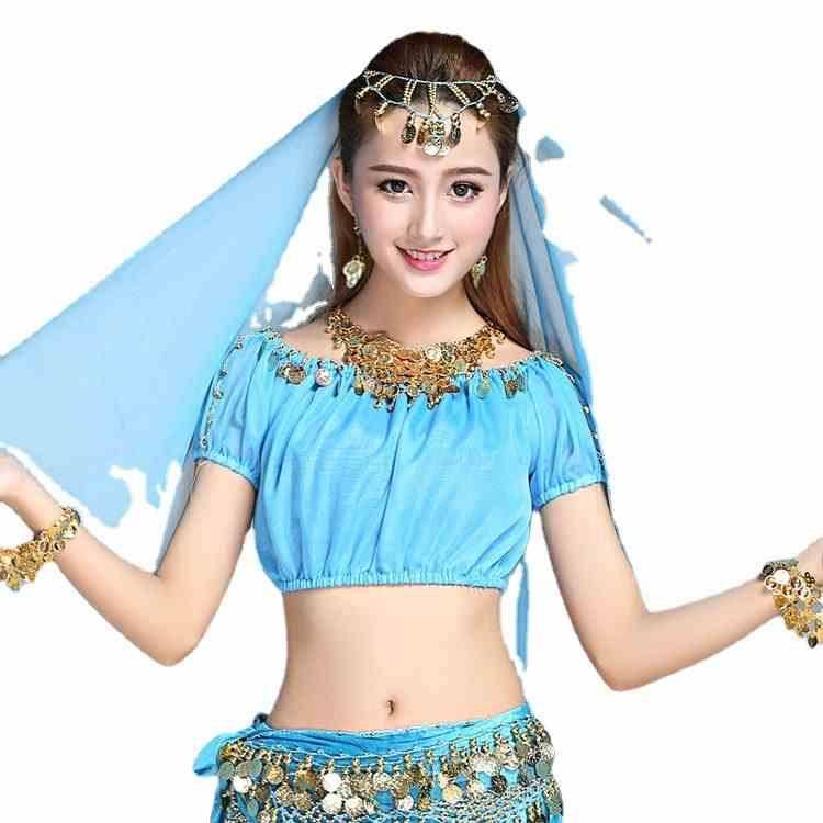 Belly dance jewelry, belly dancer, Indian dance dance veil veil, gold side hanging coin veil, belly dance headscarf