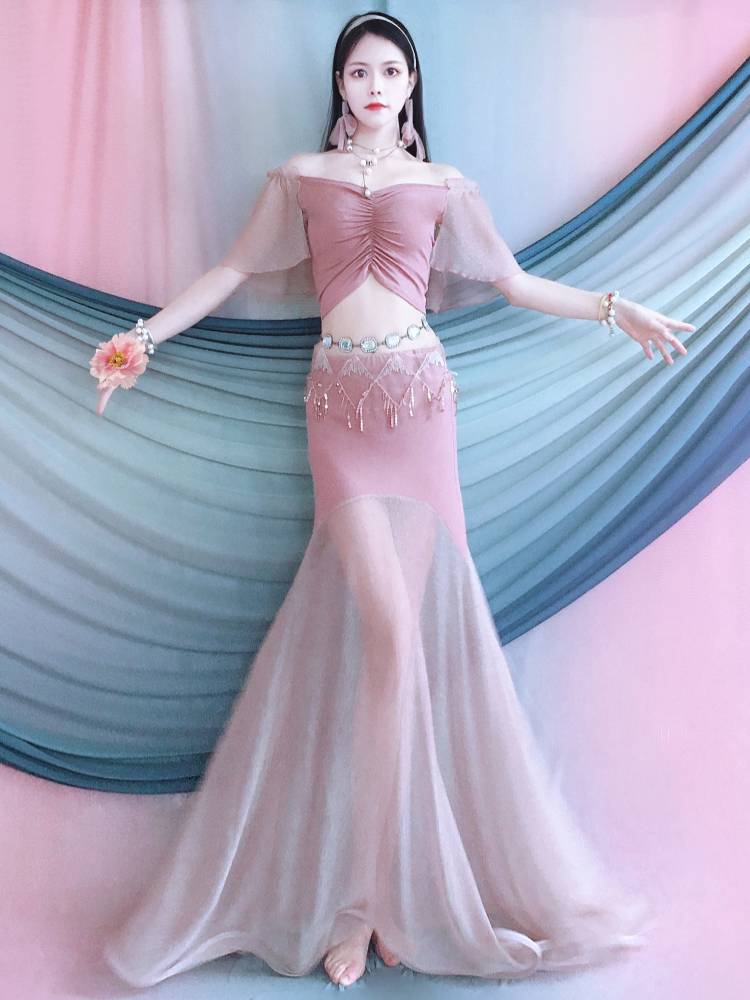 The new summer belly dance set beads, the fringe training, the fishtail long skirt, the children's performance service Oriental dance