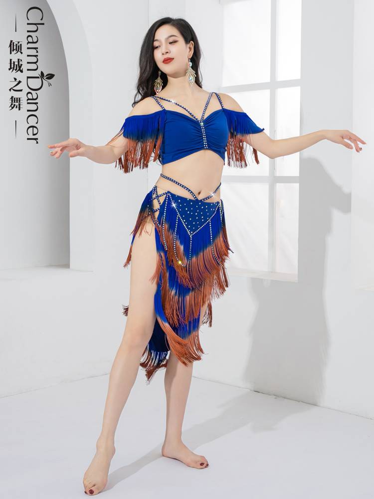 The dance of the city dance belly dance clothing double -color hot diamond flow drum dance light luxury practice service personal group performance service