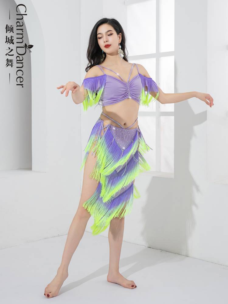 The dance of the city dance belly dance clothing double -color hot diamond flow drum dance light luxury practice service personal group performance service