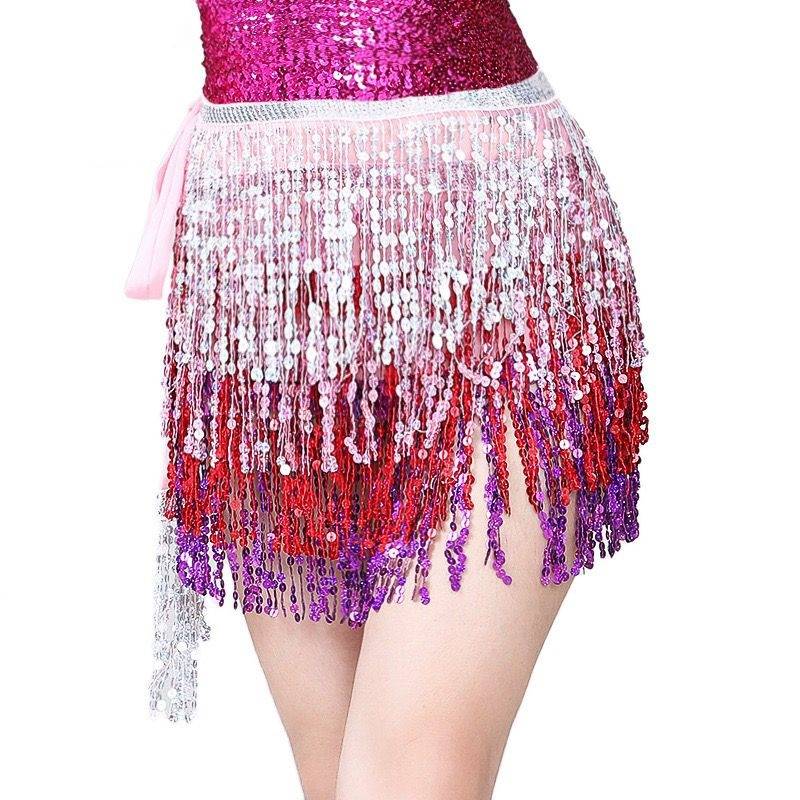 Belly dance hip scarf adult bosimian hip skirt decorative short skirt dance skirt Indian dance performances streaming waist chain