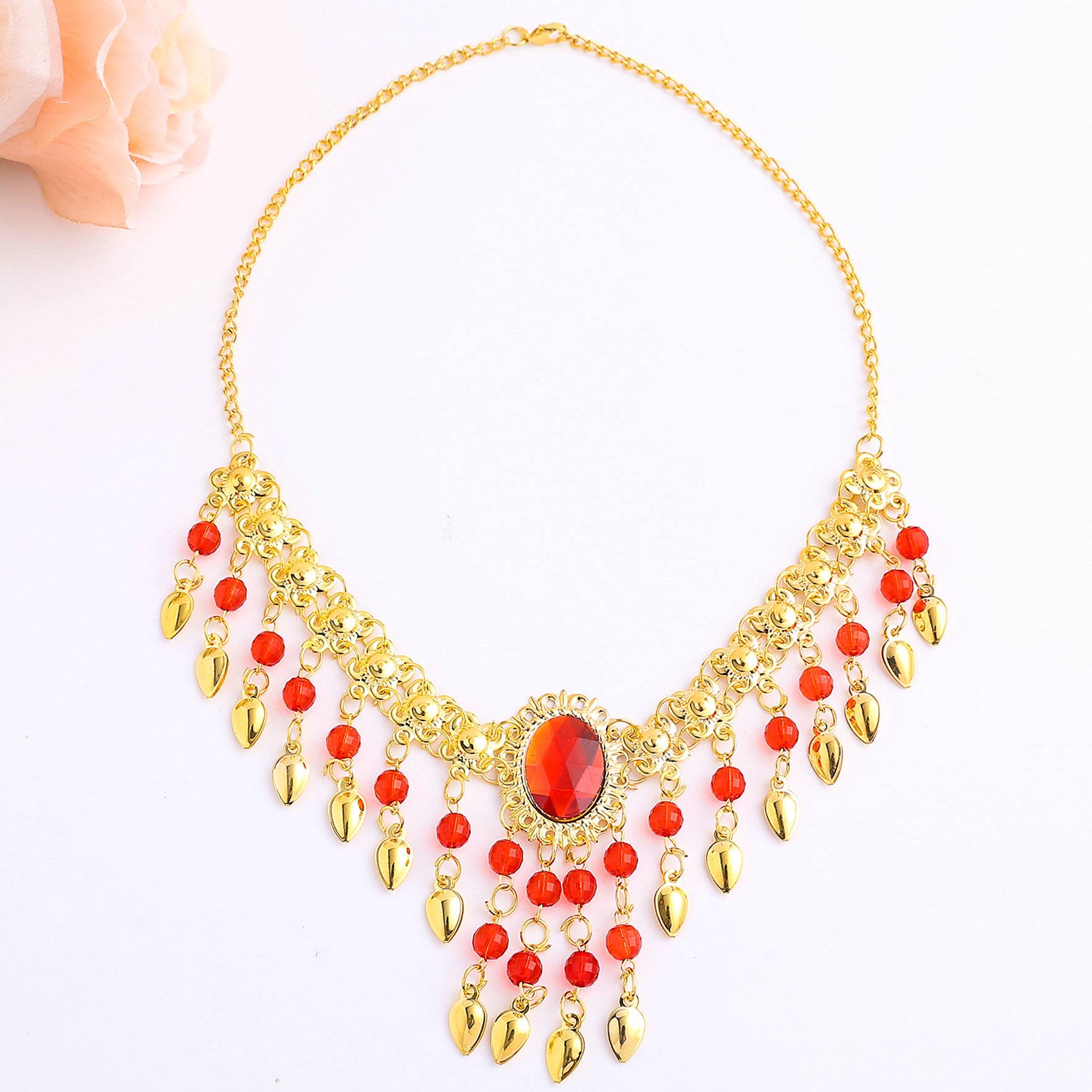 Indian Dance Performance Server Chain Head Jewelry Belly Dance Stage Performance Jewelry Chain Red Jewelry Neck Head Chain