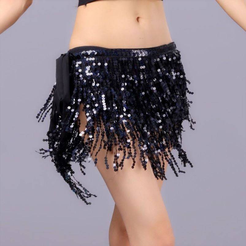 Belly dance hip scarf dance performance sequins lower half body skirt practicing work, hip skirt, performance wrap skirt Indian dance waist chain